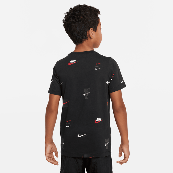 Nike - Boy - All Over Printed Logo Tee - Black/White