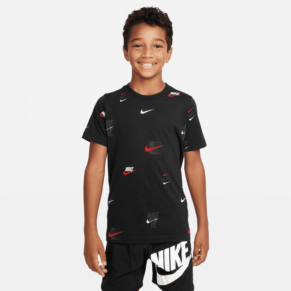 Nike - Boy - All Over Printed Logo Tee - Black/White
