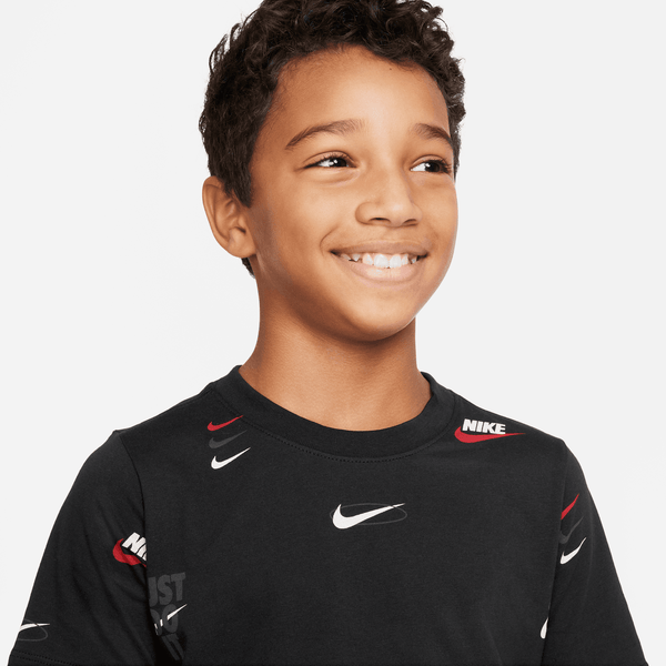 Nike - Boy - All Over Printed Logo Tee - Black/White