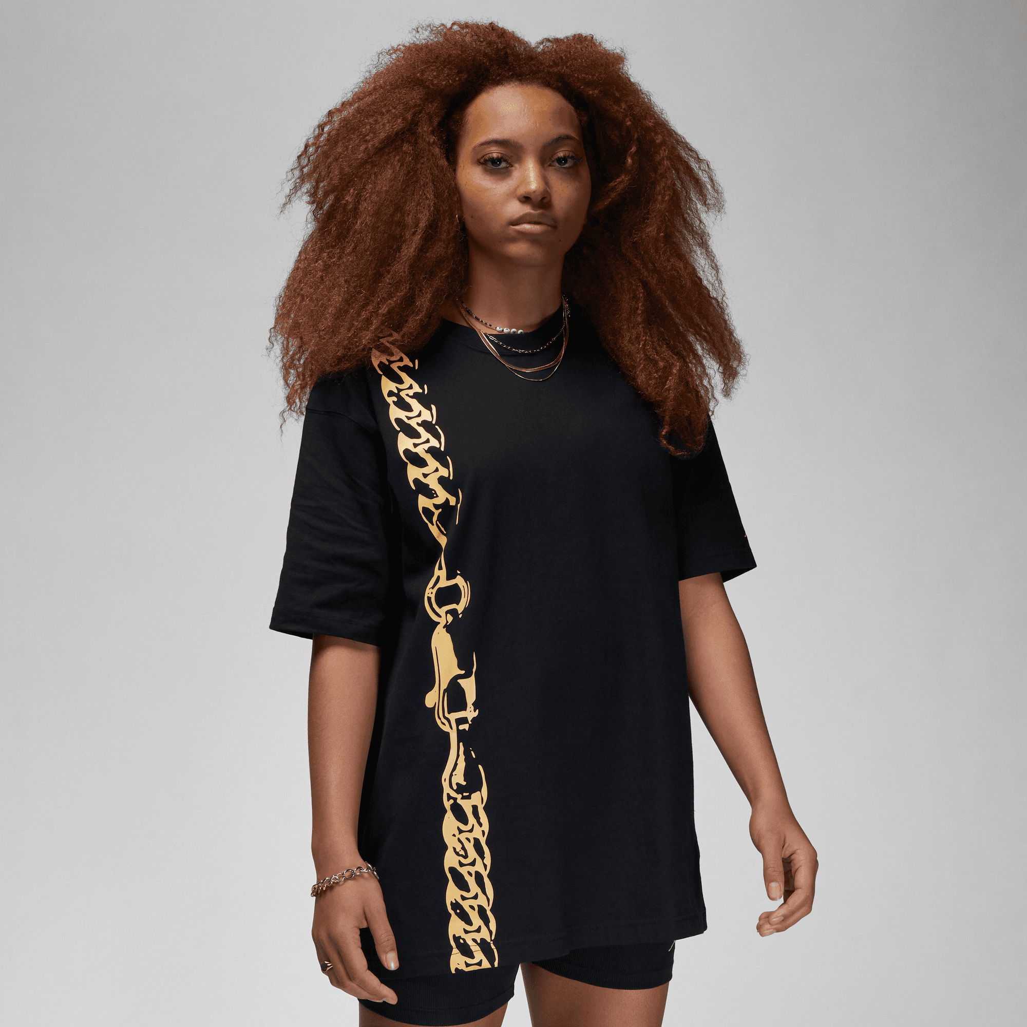 Black and gold jordan top shirt womens