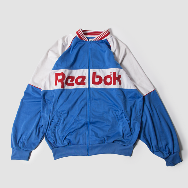 Vintage Men Reebok Light Varsity Jacket White Red Blue