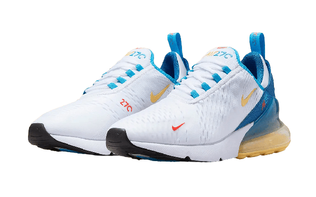 Nike Men Air Max 270 White Citron Pulse Industrial Blue Nohble