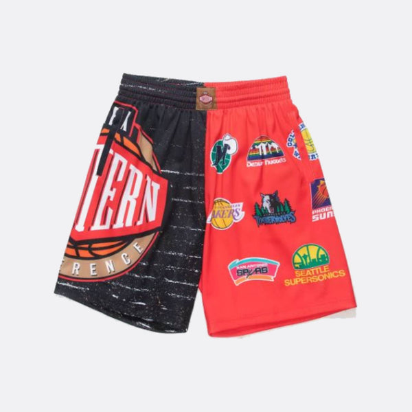 MITCHELL & NESS - Men - All Star West Script Embroided Shorts - Black/Red