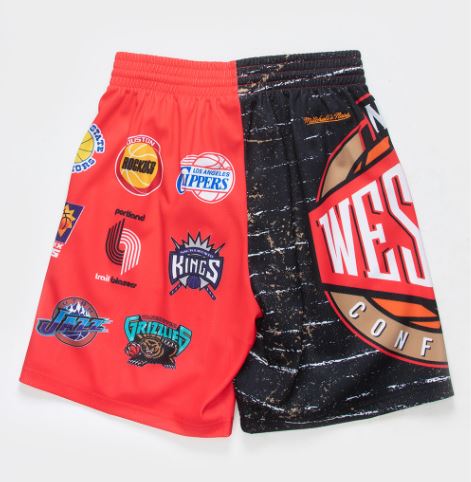 MITCHELL & NESS - Men - All Star West Script Embroided Shorts - Black/Red