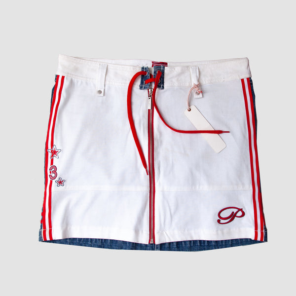 Vintage - Women - Pepe Jeans Denim Skirt - White/Blue/Red