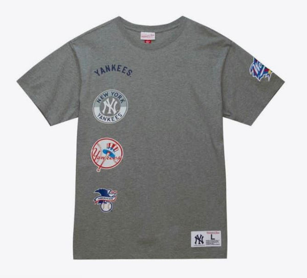MITCHELL & NESS - Men - New York Yankees Screen Print Logos Tee - Heather Grey